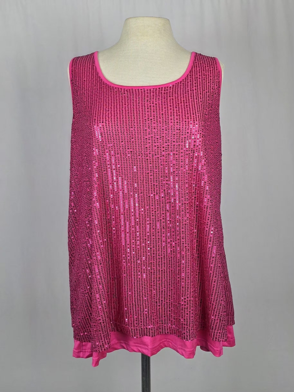 Sequin Tank Top - Hot Pink Women’s Sleeveless Top Size XXL
